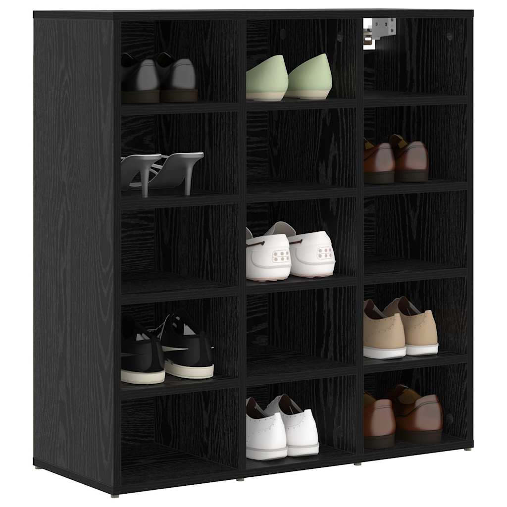Schoenenkast Zwart Eiken 77,5 x 30 x 83,5 cm Bewerkt hout is nu te koop bij PeponiXL, paradijselijk wonen!