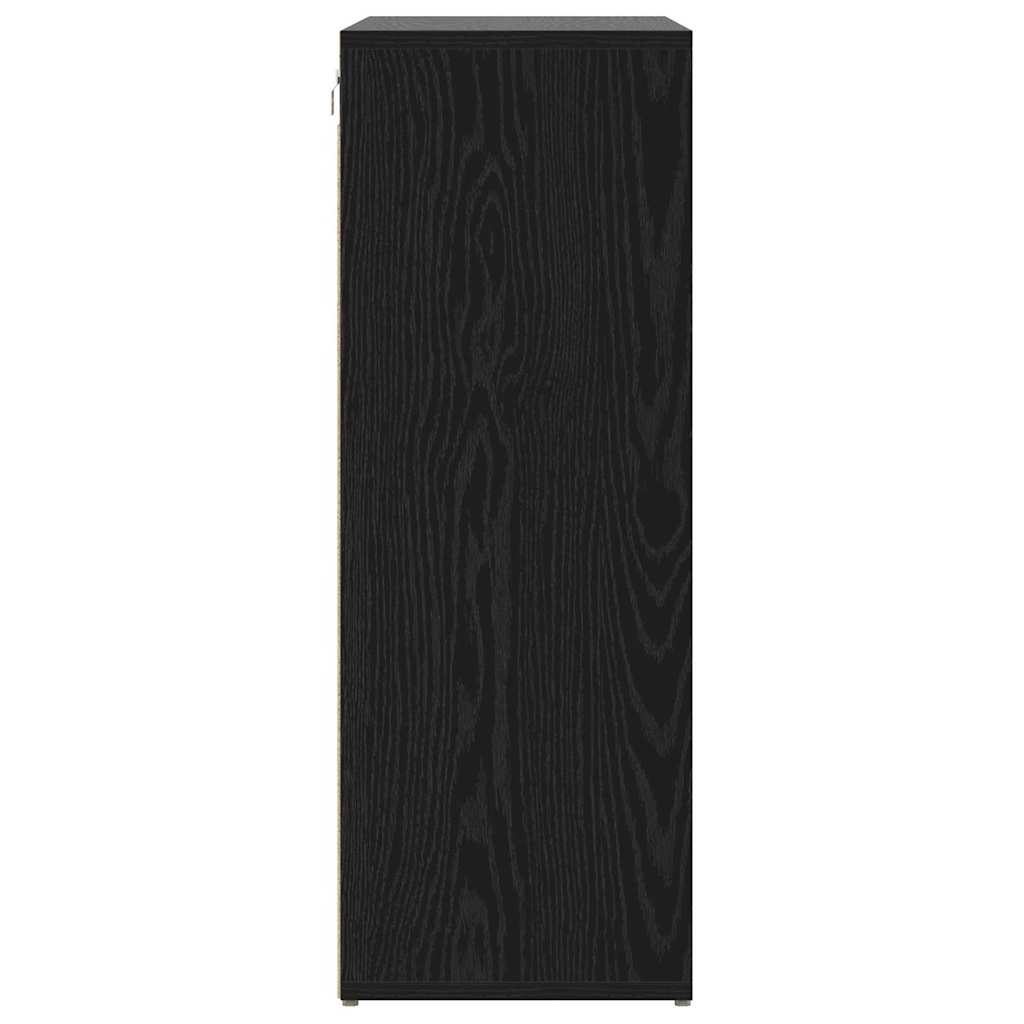 Schoenenkast Zwart Eiken 77,5 x 30 x 83,5 cm Bewerkt hout is nu te koop bij PeponiXL, paradijselijk wonen!