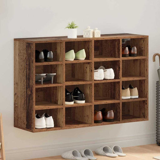 Schoenenkast met plank Oudhout 103 x 30 x 67 cm Bewerkt hout is nu te koop bij PeponiXL, paradijselijk wonen!