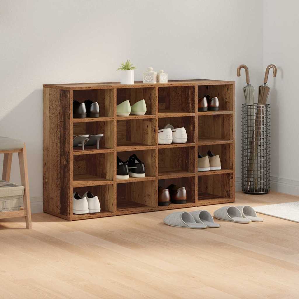 Schoenenkast met plank Oudhout 103 x 30 x 67 cm Bewerkt hout is nu te koop bij PeponiXL, paradijselijk wonen!