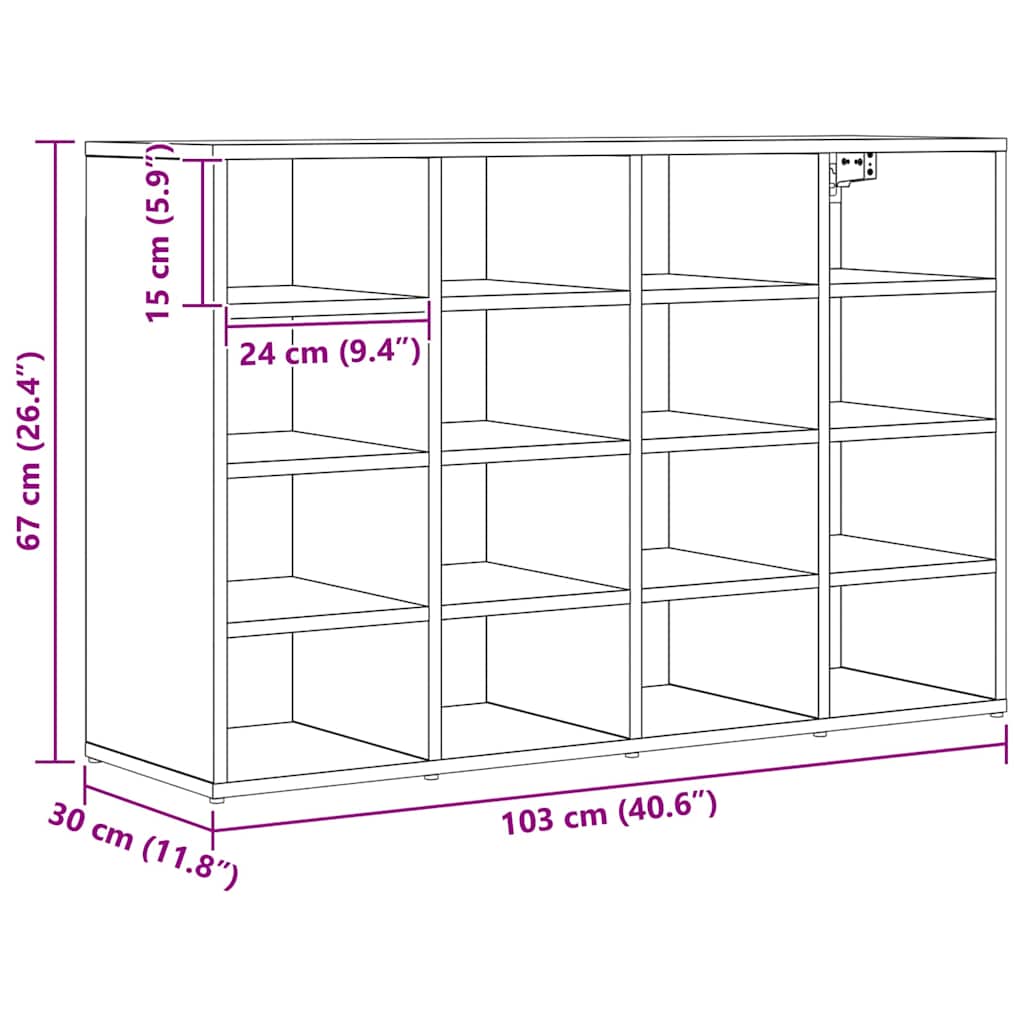 Schoenenkast met plank Oudhout 103 x 30 x 67 cm Bewerkt hout is nu te koop bij PeponiXL, paradijselijk wonen!