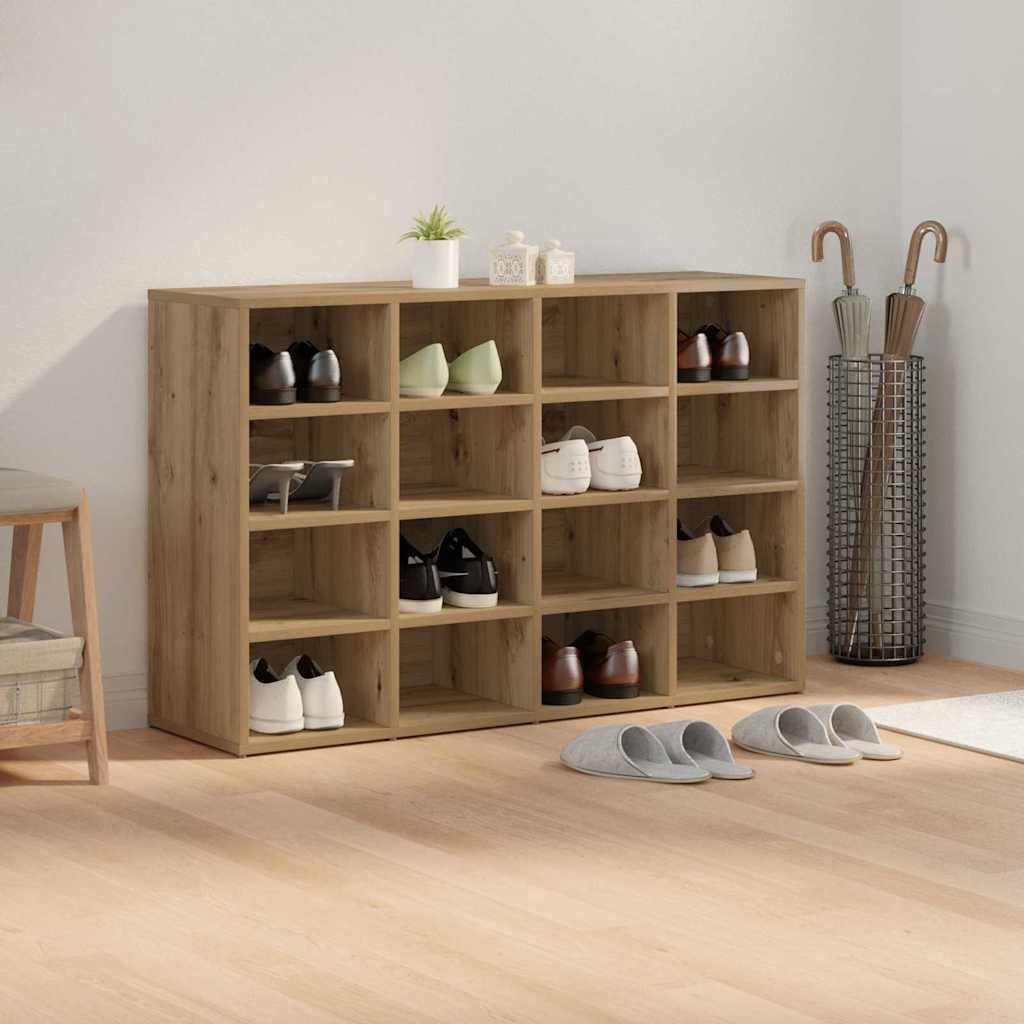 Schoenenkast Artisan Eiken 103 x 30 x 67 cm Bewerkt hout is nu te koop bij PeponiXL, paradijselijk wonen!