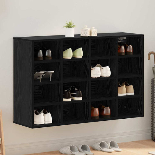 Schoenenkast Zwart Eiken 103 x 30 x 67 cm Bewerkt hout is nu te koop bij PeponiXL, paradijselijk wonen!