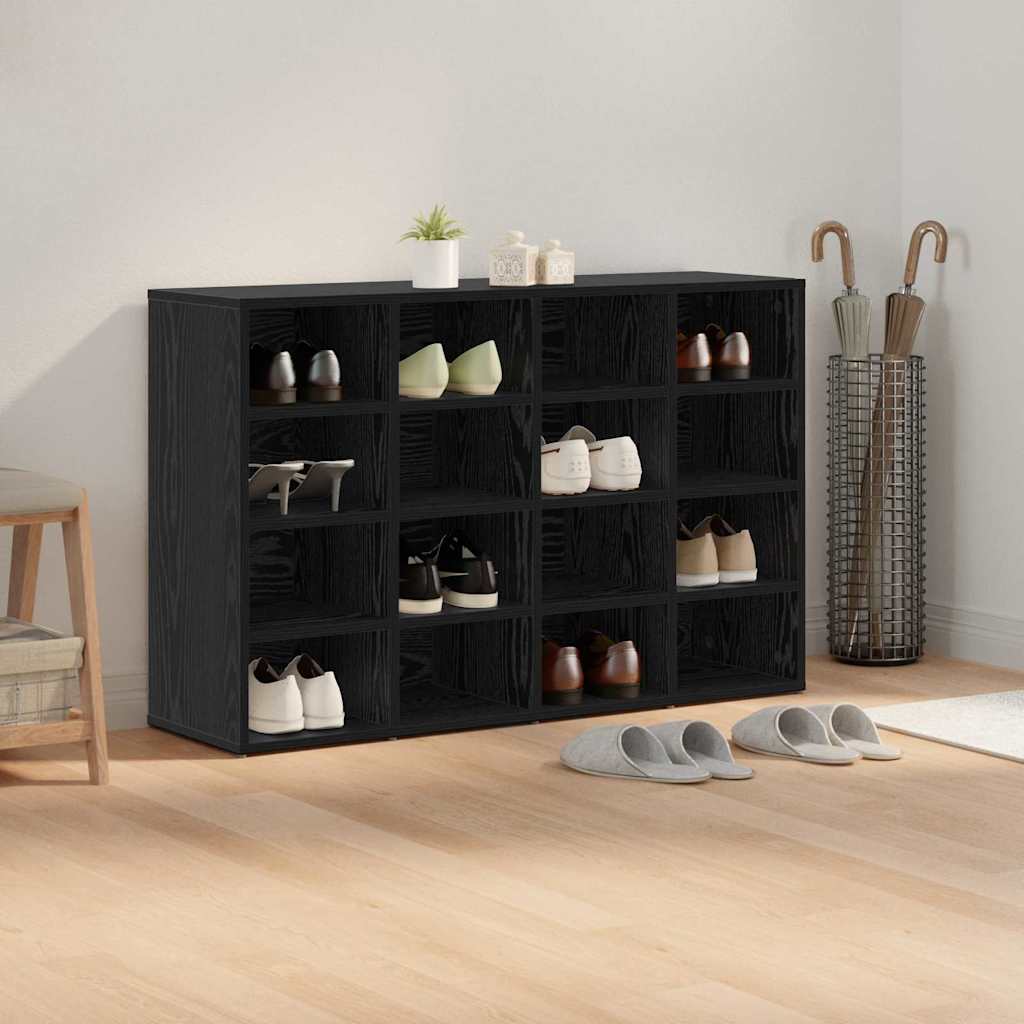 Schoenenkast Zwart Eiken 103 x 30 x 67 cm Bewerkt hout is nu te koop bij PeponiXL, paradijselijk wonen!