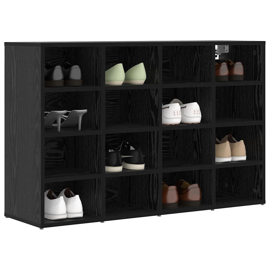 Schoenenkast Zwart Eiken 103 x 30 x 67 cm Bewerkt hout is nu te koop bij PeponiXL, paradijselijk wonen!