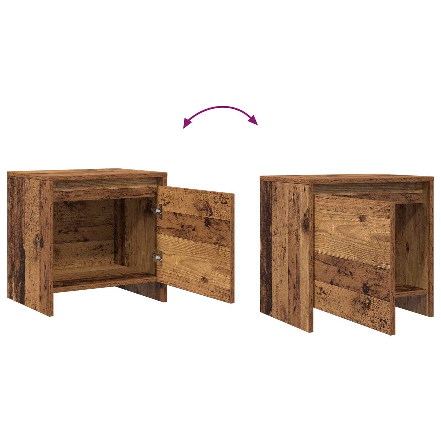 Nachtkastje Oudhout 45 x 34 x 44,5 cm Bewerkt hout is nu te koop bij PeponiXL, paradijselijk wonen!