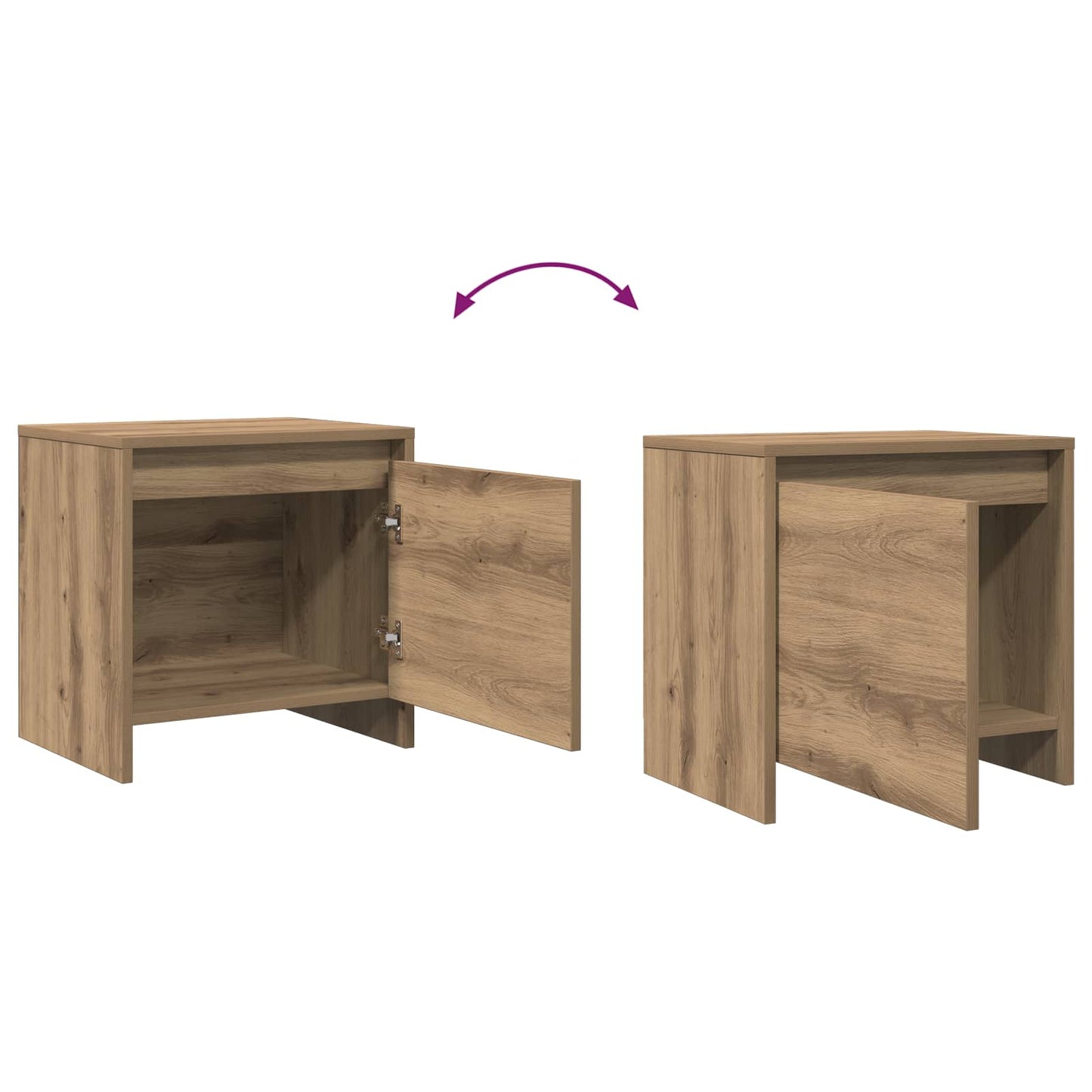 Nachtkastje Artisan Eiken 45 x 34 x 44,5 cm Bewerkt hout is nu te koop bij PeponiXL, paradijselijk wonen!