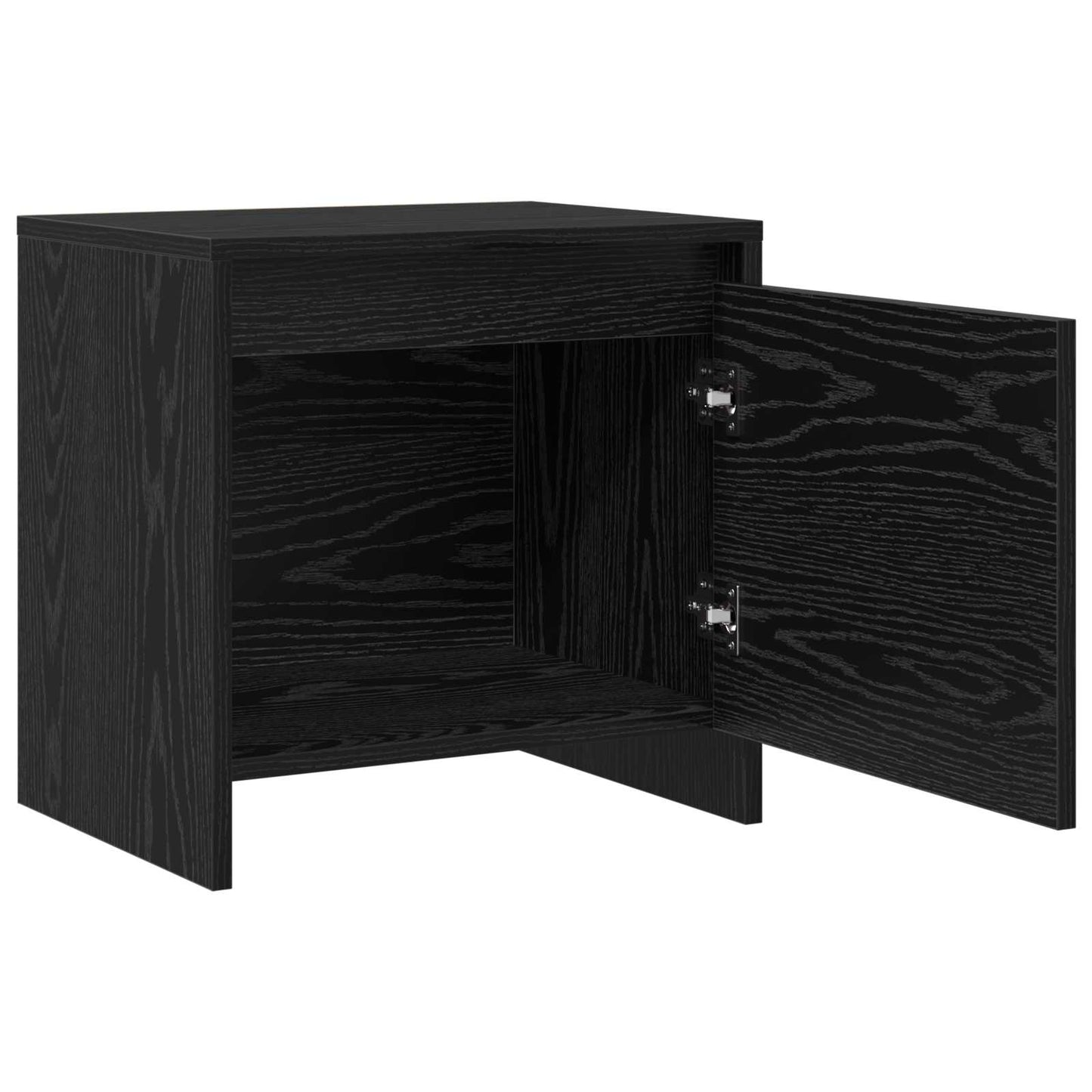 Nachtkastje Zwart Eiken 45 x 34 x 44,5 cm Bewerkt hout is nu te koop bij PeponiXL, paradijselijk wonen!