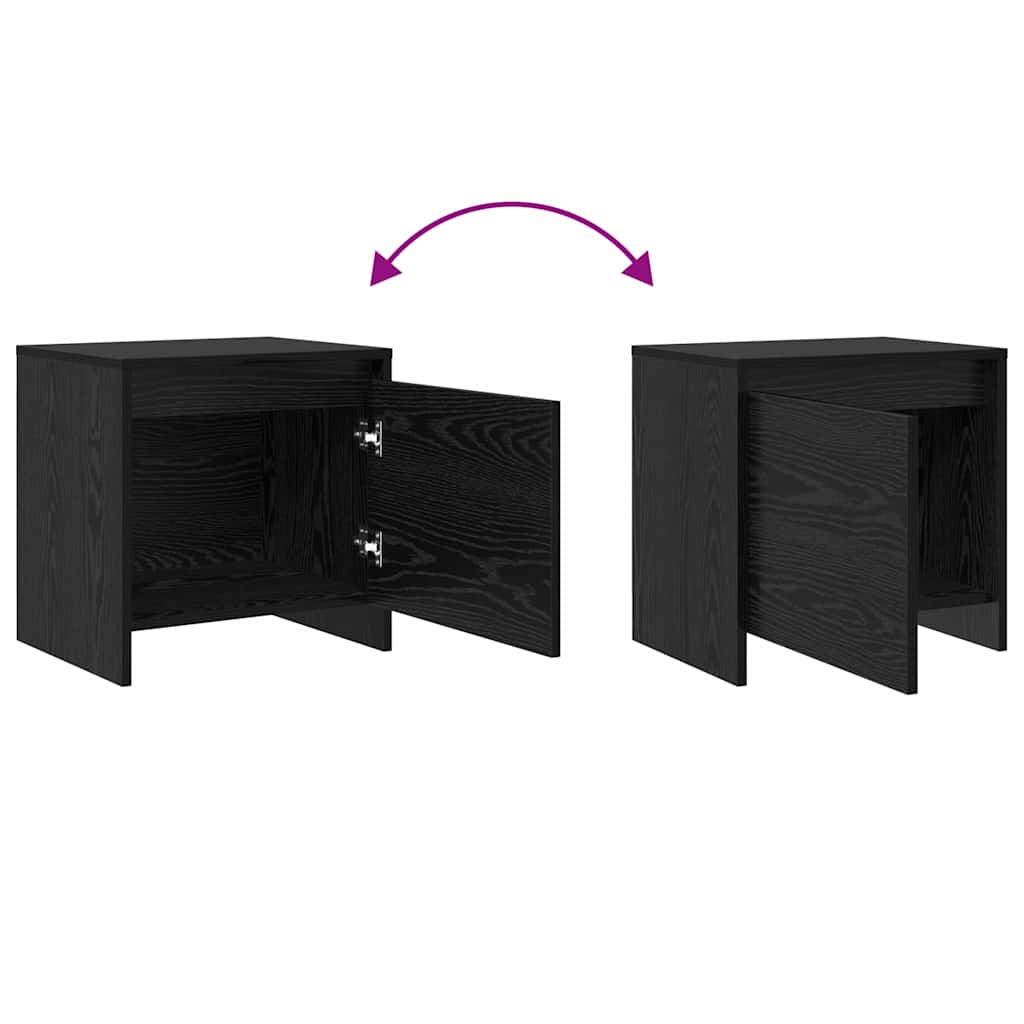 Nachtkastje Zwart Eiken 45 x 34 x 44,5 cm Bewerkt hout is nu te koop bij PeponiXL, paradijselijk wonen!