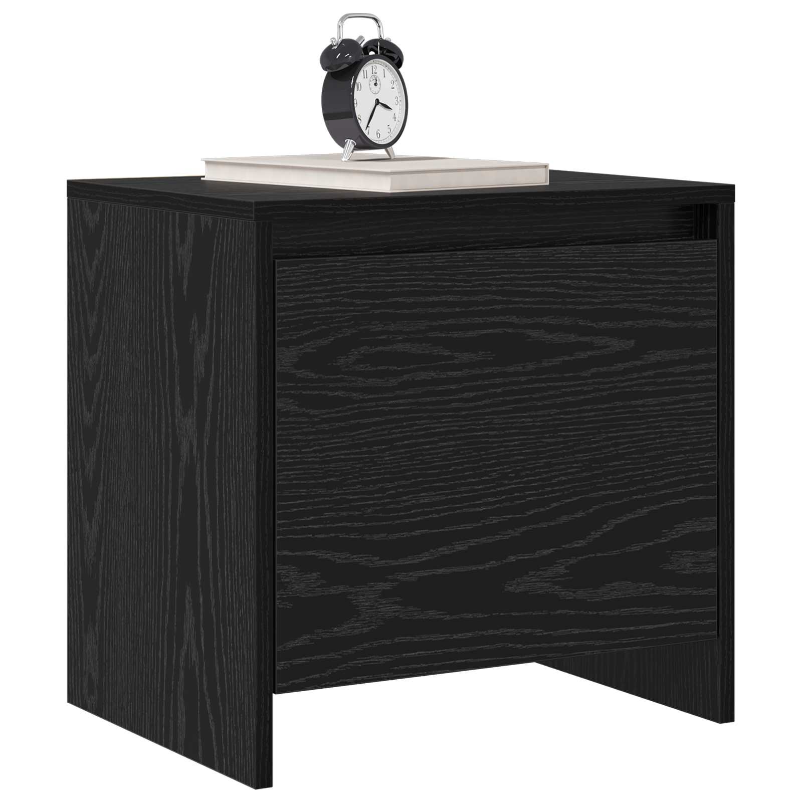 Nachtkastje Zwart Eiken 45 x 34 x 44,5 cm Bewerkt hout is nu te koop bij PeponiXL, paradijselijk wonen!