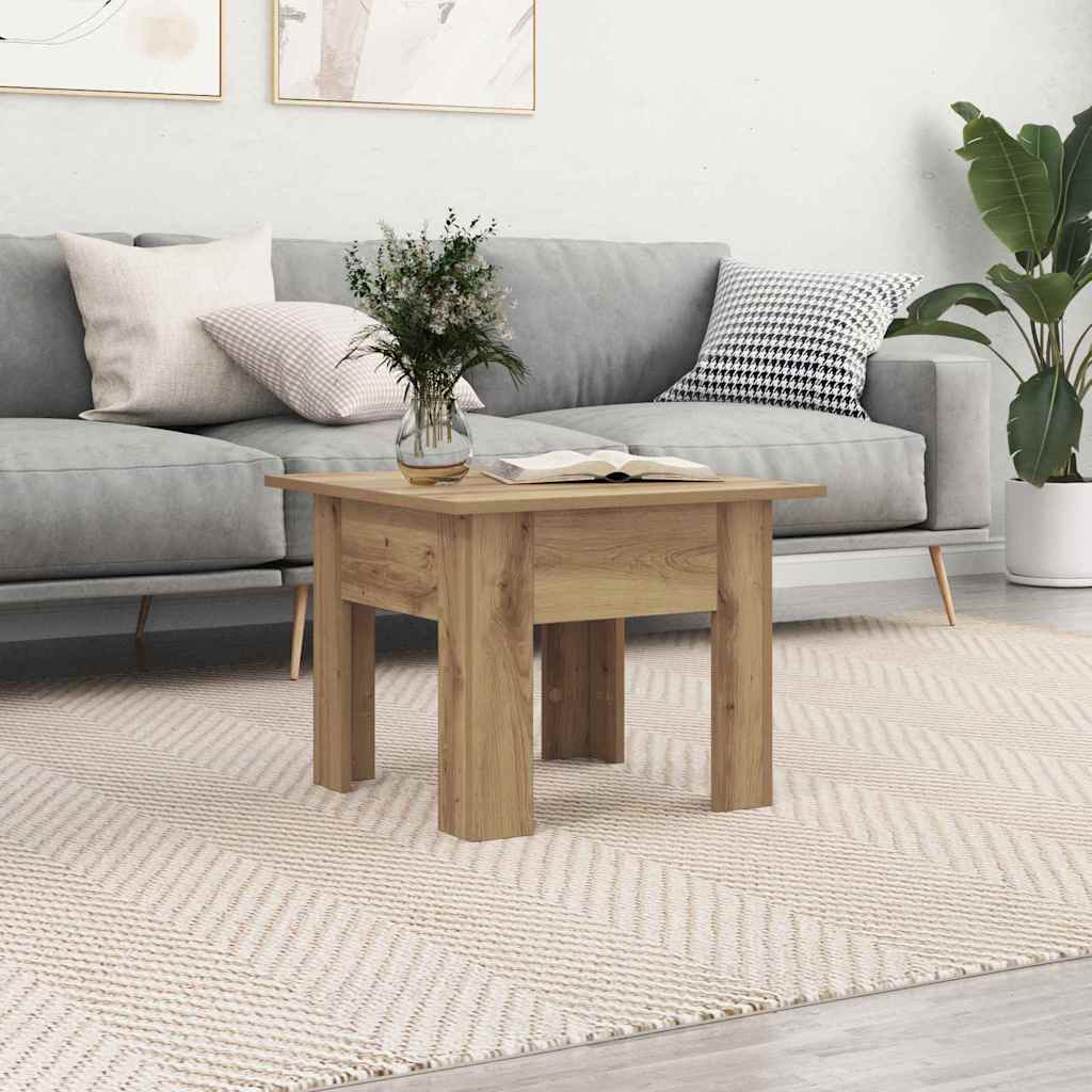 Salontafel Artisan Eiken 55 x 55 x 42 cm Bewerkt hout is nu te koop bij PeponiXL, paradijselijk wonen!