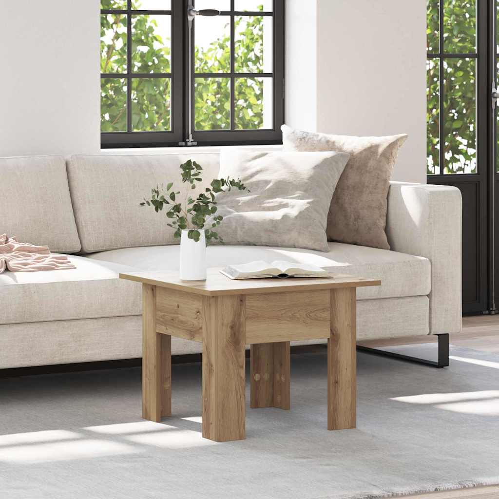 Salontafel Artisan Eiken 55 x 55 x 42 cm Bewerkt hout is nu te koop bij PeponiXL, paradijselijk wonen!