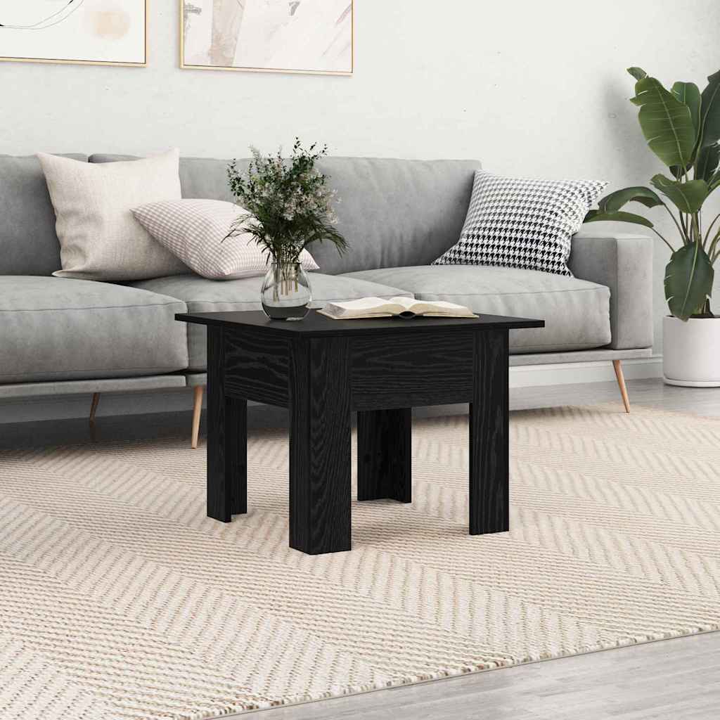 Salontafel Zwart Eiken 55 x 55 x 42 cm Bewerkt hout is nu te koop bij PeponiXL, paradijselijk wonen!