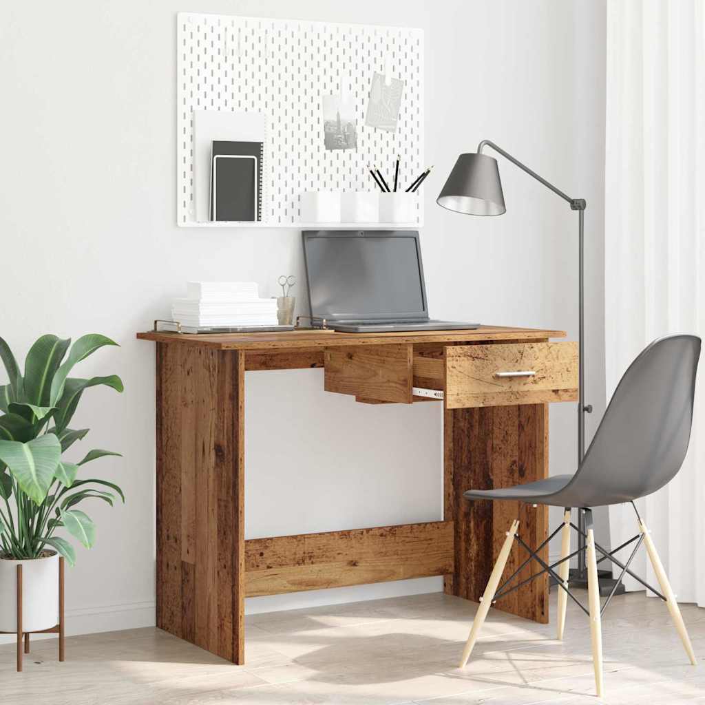 Bureau met lade Oudhout 100 x 50 x 76 cm Bewerkt hout is nu te koop bij PeponiXL, paradijselijk wonen!