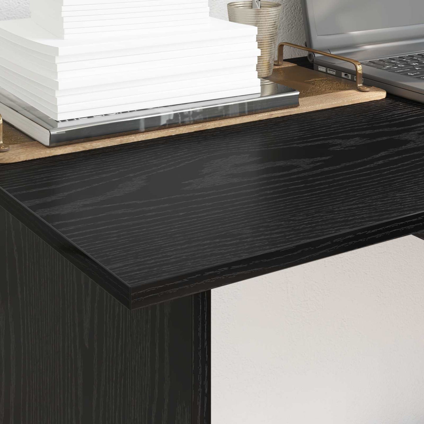 Bureau met lade Zwart Eiken 100 x 50 x 76 cm Bewerkt hout is nu te koop bij PeponiXL, paradijselijk wonen!