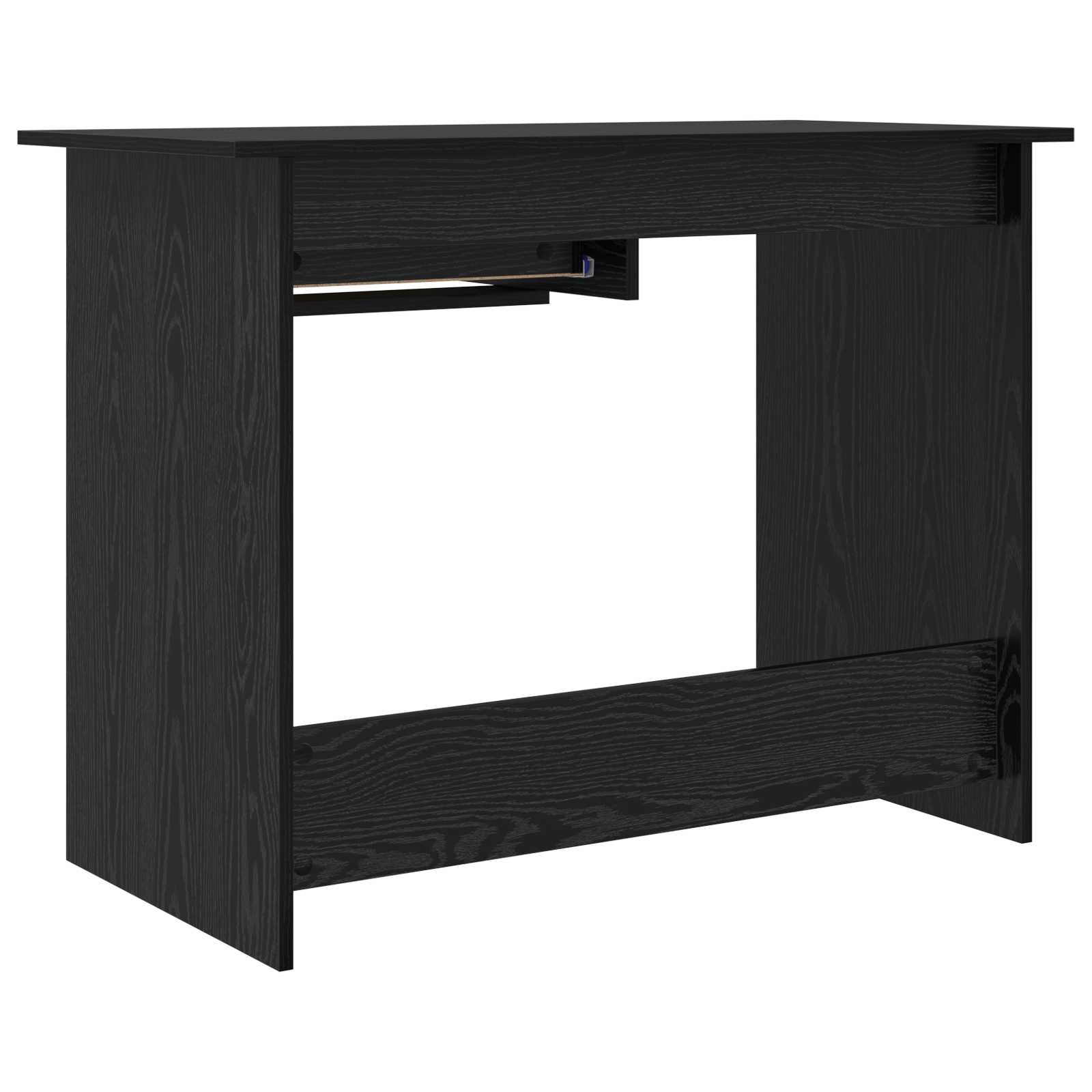 Bureau met lade Zwart Eiken 100 x 50 x 76 cm Bewerkt hout is nu te koop bij PeponiXL, paradijselijk wonen!
