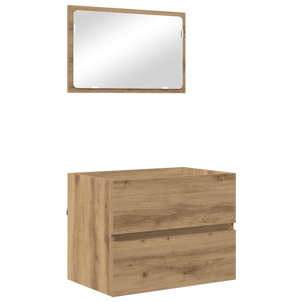 Badkamermeubelset 2 pcs Artisan Eiken Geperst Hout en Metaal is nu te koop bij PeponiXL, paradijselijk wonen!