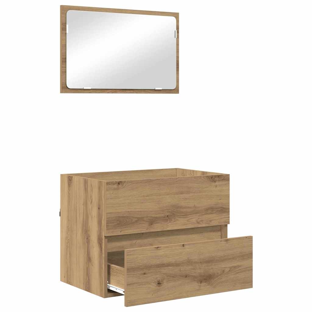 Badkamermeubelset 2 pcs Artisan Eiken Geperst Hout en Metaal is nu te koop bij PeponiXL, paradijselijk wonen!