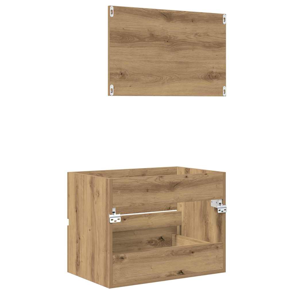 Badkamermeubelset 2 pcs Artisan Eiken Geperst Hout en Metaal is nu te koop bij PeponiXL, paradijselijk wonen!