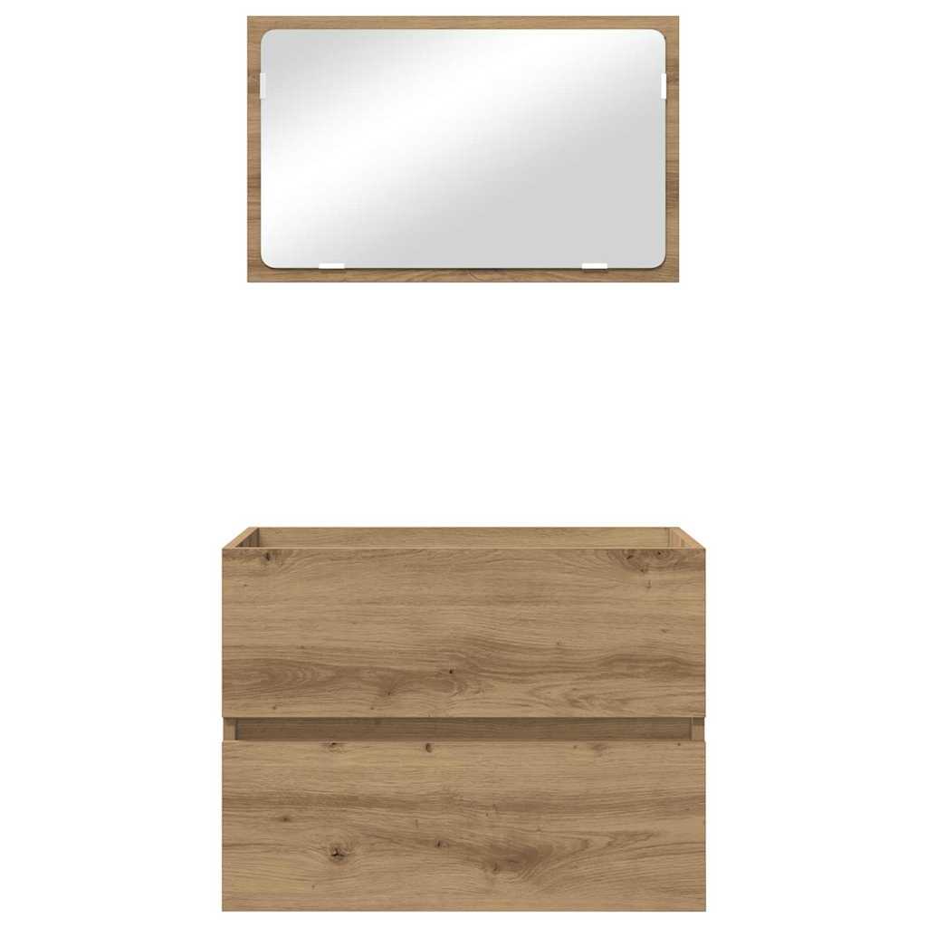 Badkamermeubelset 2 pcs Artisan Eiken Geperst Hout en Metaal is nu te koop bij PeponiXL, paradijselijk wonen!