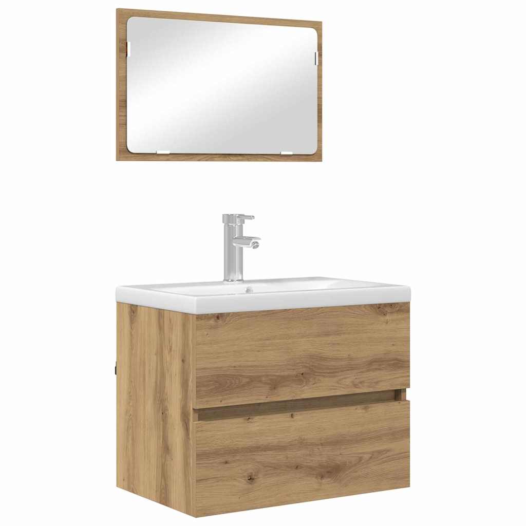 Badkamermeubelset 2 pcs Artisan Eiken Geperst Hout en Metaal is nu te koop bij PeponiXL, paradijselijk wonen!