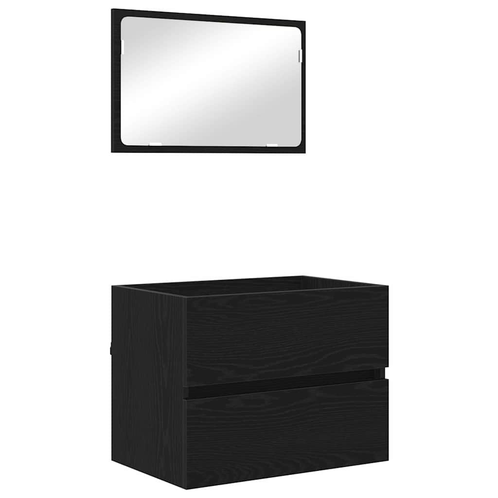 Badkamermeubelset 2 pcs Zwart Eiken Geperst Hout en Metaal is nu te koop bij PeponiXL, paradijselijk wonen!