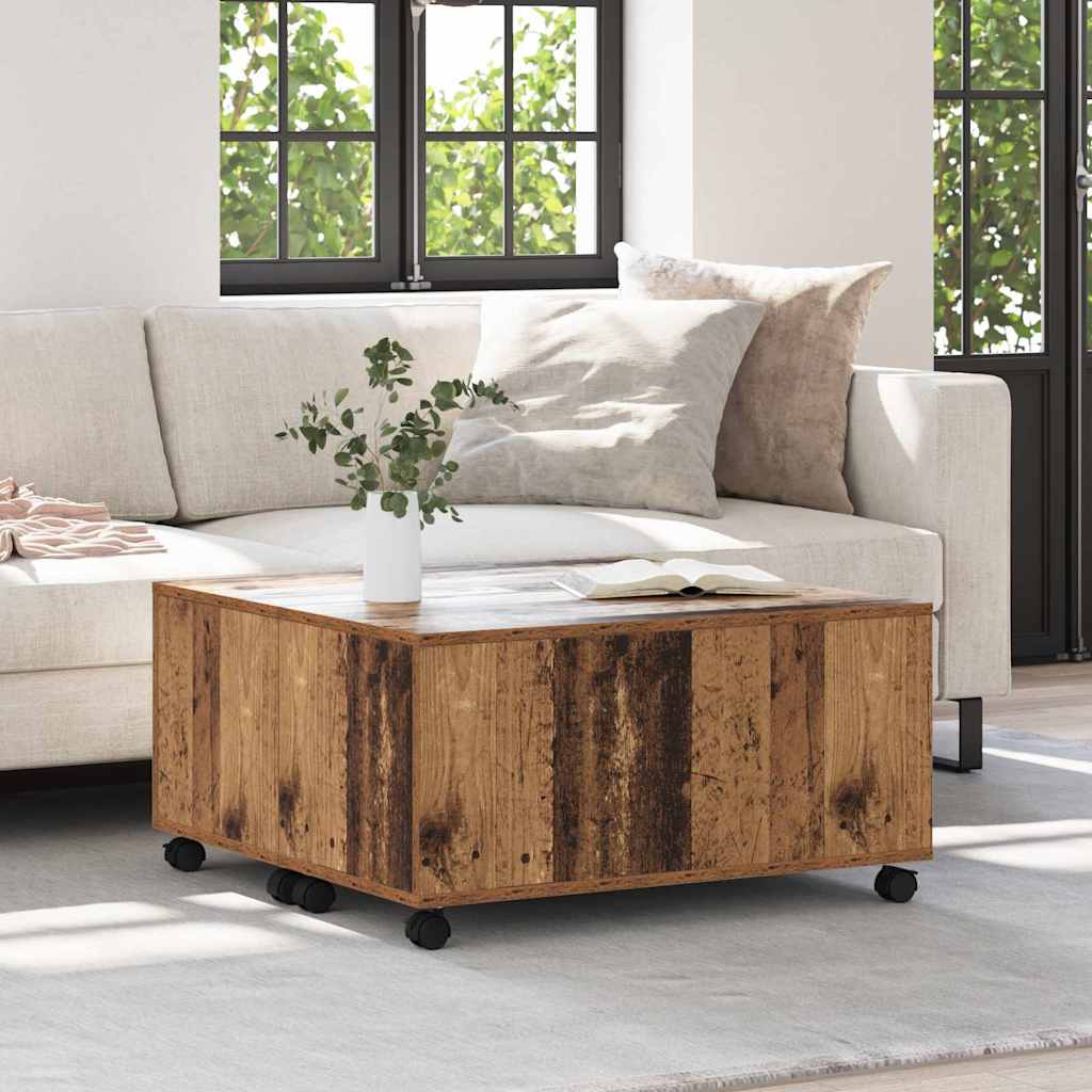 Salontafel met lade Oudhout 75 x 75 x 38 cm Bewerkt hout is nu te koop bij PeponiXL, paradijselijk wonen!
