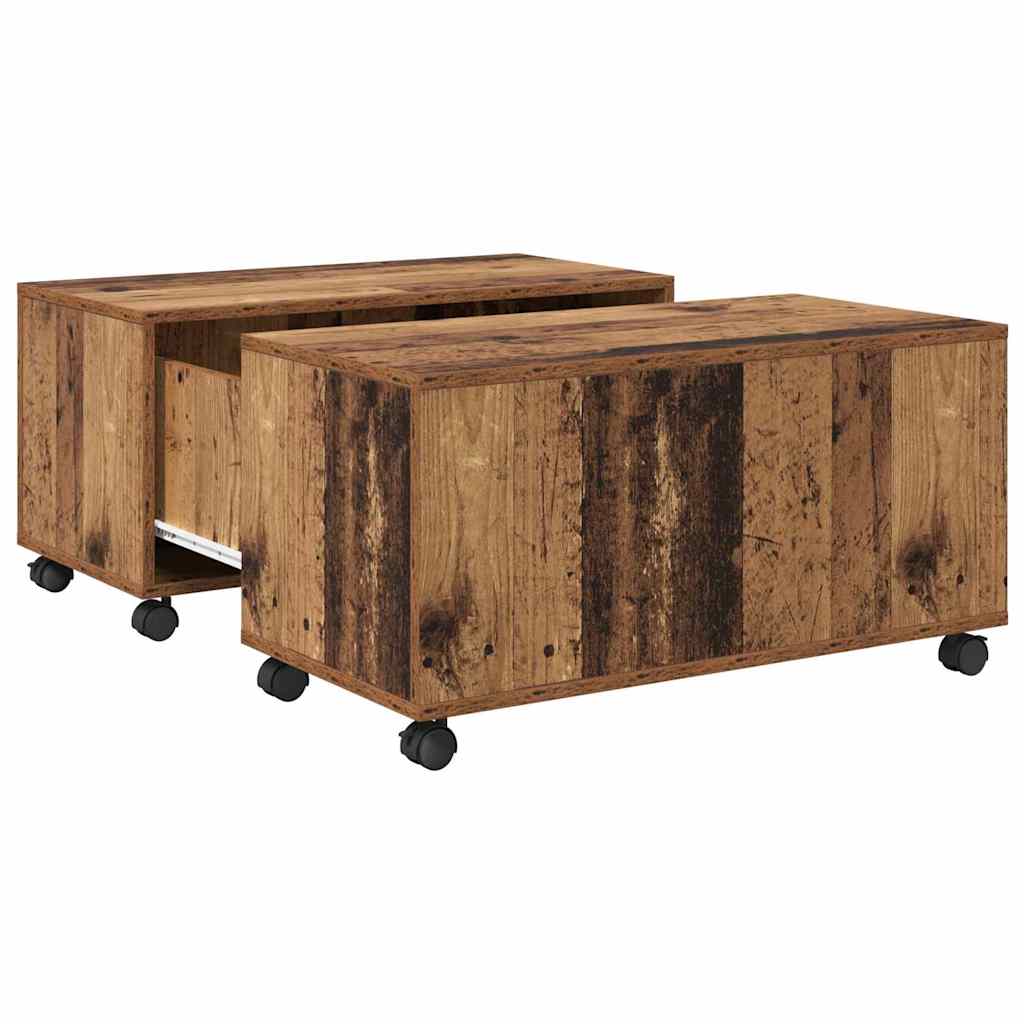 Salontafel met lade Oudhout 75 x 75 x 38 cm Bewerkt hout is nu te koop bij PeponiXL, paradijselijk wonen!