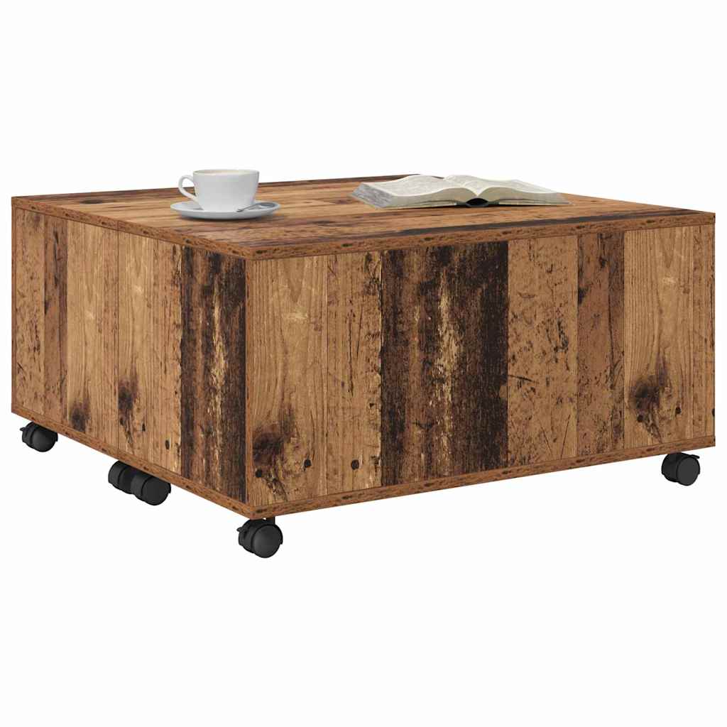 Salontafel met lade Oudhout 75 x 75 x 38 cm Bewerkt hout is nu te koop bij PeponiXL, paradijselijk wonen!