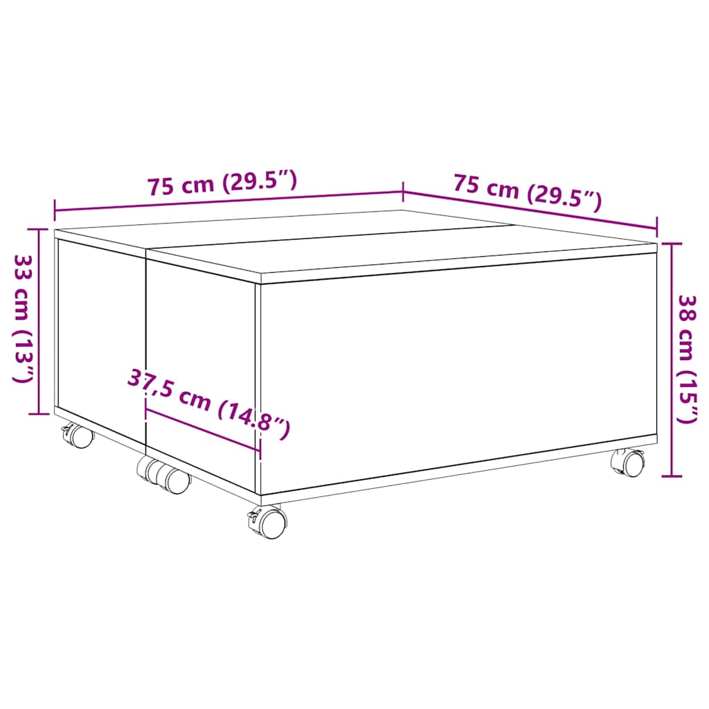 Salontafel met lade Oudhout 75 x 75 x 38 cm Bewerkt hout is nu te koop bij PeponiXL, paradijselijk wonen!