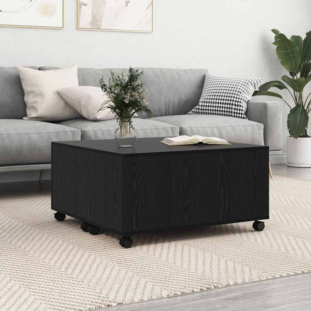Salontafel met lade Zwart Eiken 75 x 75 x 38 cm Bewerkt hout is nu te koop bij PeponiXL, paradijselijk wonen!