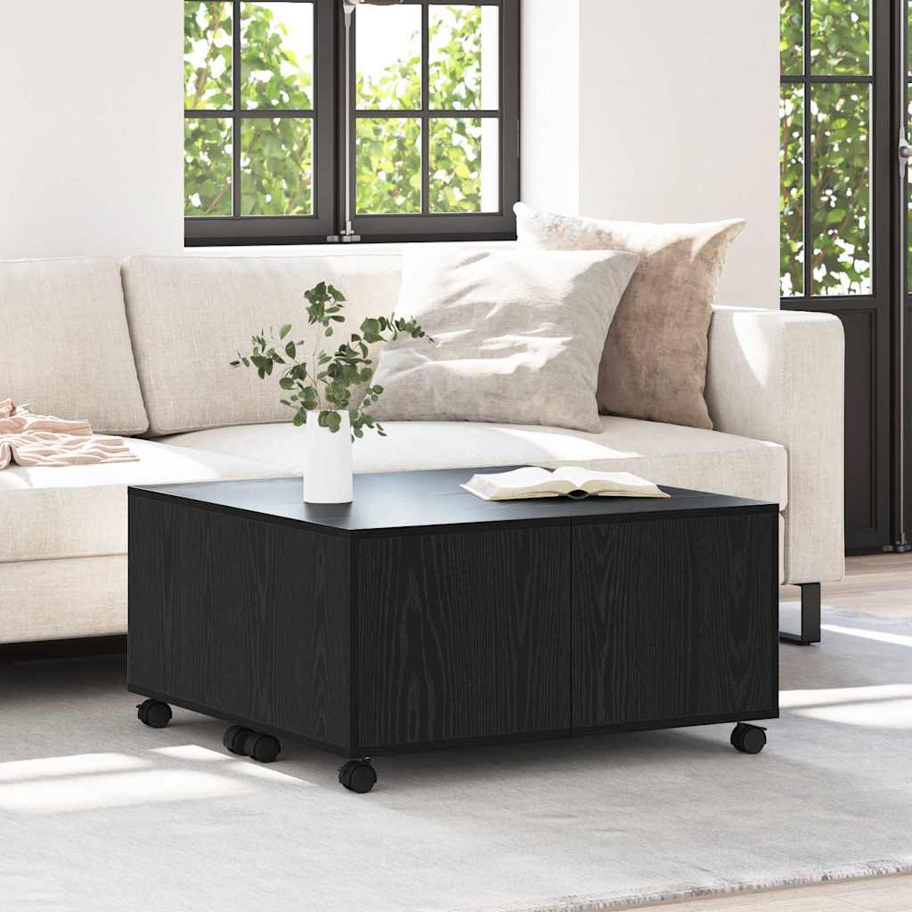 Salontafel met lade Zwart Eiken 75 x 75 x 38 cm Bewerkt hout is nu te koop bij PeponiXL, paradijselijk wonen!