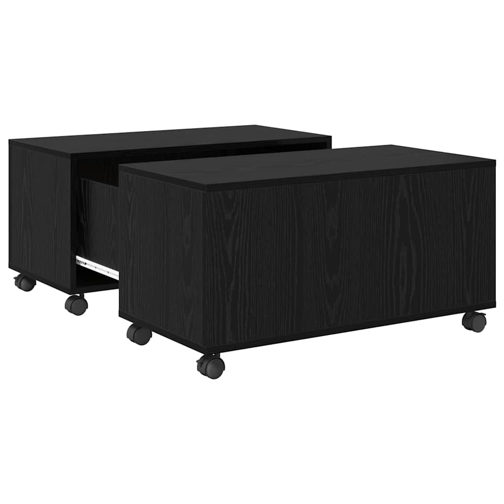 Salontafel met lade Zwart Eiken 75 x 75 x 38 cm Bewerkt hout is nu te koop bij PeponiXL, paradijselijk wonen!