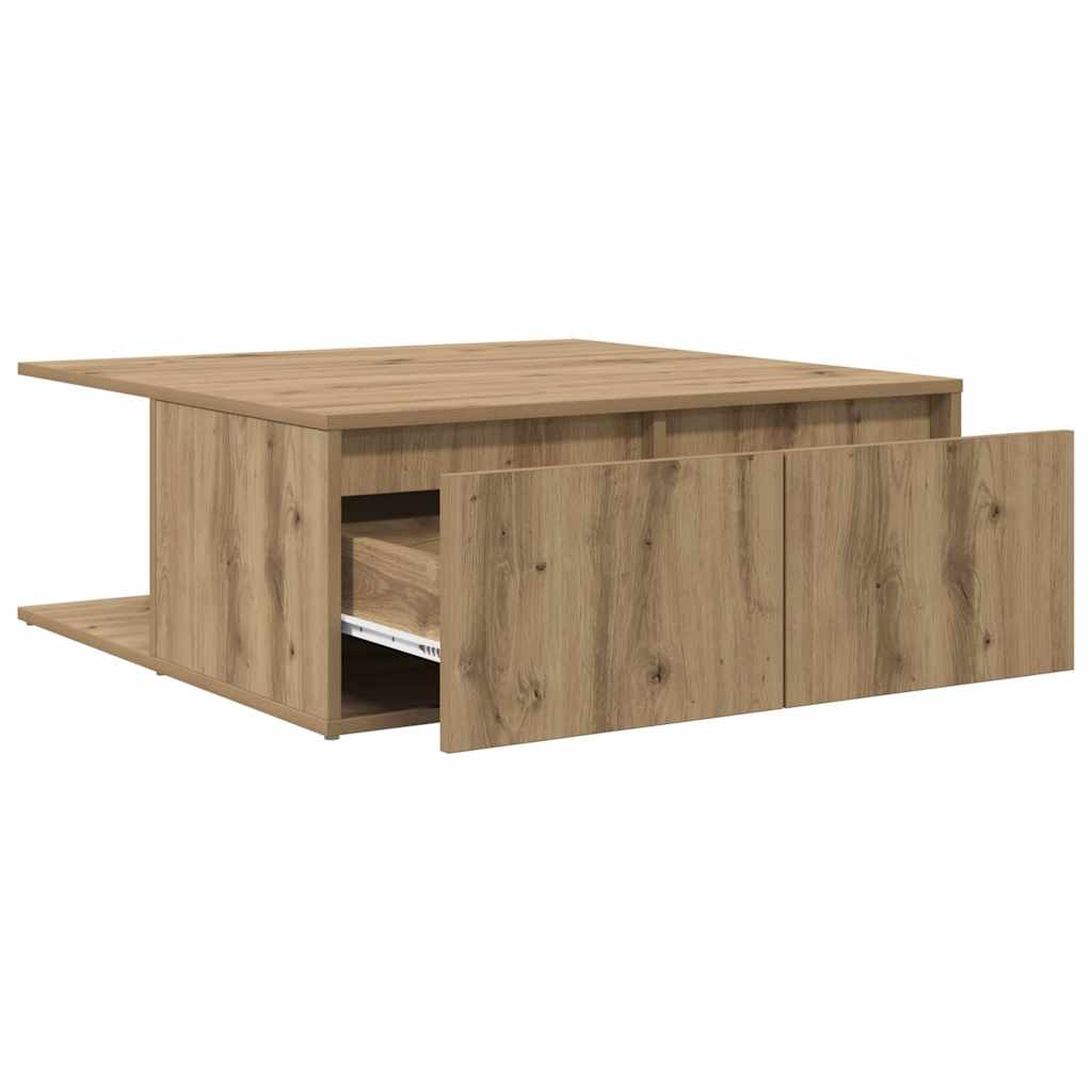 Salontafel artisanaal eikenkleurig 80 x 80 x 31 cm Bewerkt hout is nu te koop bij PeponiXL, paradijselijk wonen!