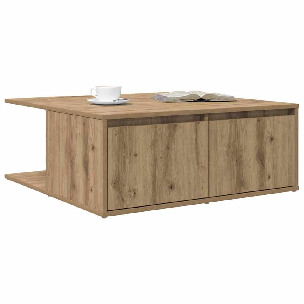 Salontafel artisanaal eikenkleurig 80 x 80 x 31 cm Bewerkt hout is nu te koop bij PeponiXL, paradijselijk wonen!