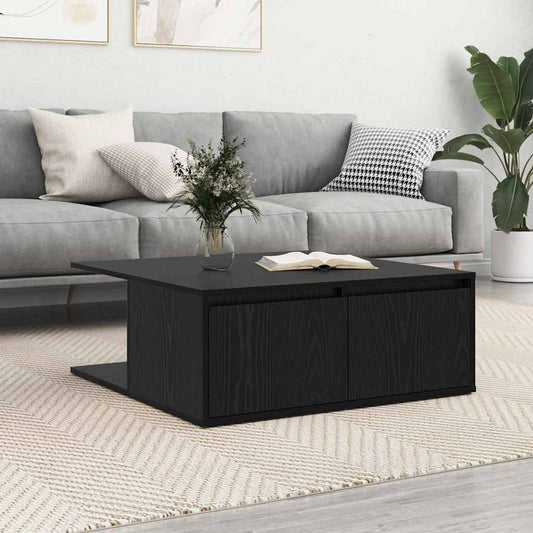 Salontafel met lade Zwart eiken 80 x 80 x 31 cm Bewerkt hout is nu te koop bij PeponiXL, paradijselijk wonen!