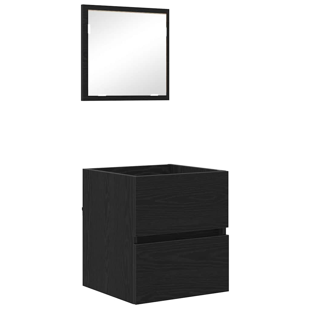 Badkamerkast Zwart Eiken 41 x 38,5 x 45 cm Bewerkt hout is nu te koop bij PeponiXL, paradijselijk wonen!