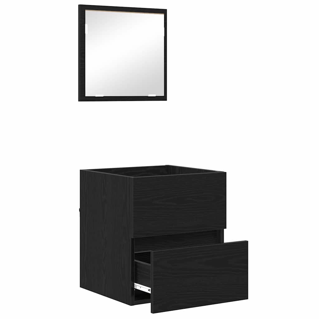 Badkamerkast Zwart Eiken 41 x 38,5 x 45 cm Bewerkt hout is nu te koop bij PeponiXL, paradijselijk wonen!