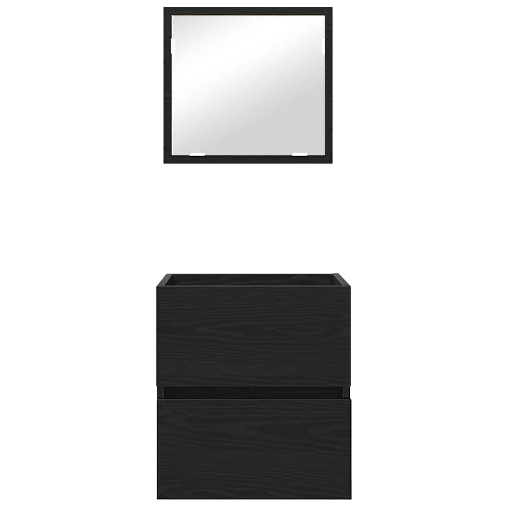 Badkamerkast Zwart Eiken 41 x 38,5 x 45 cm Bewerkt hout is nu te koop bij PeponiXL, paradijselijk wonen!