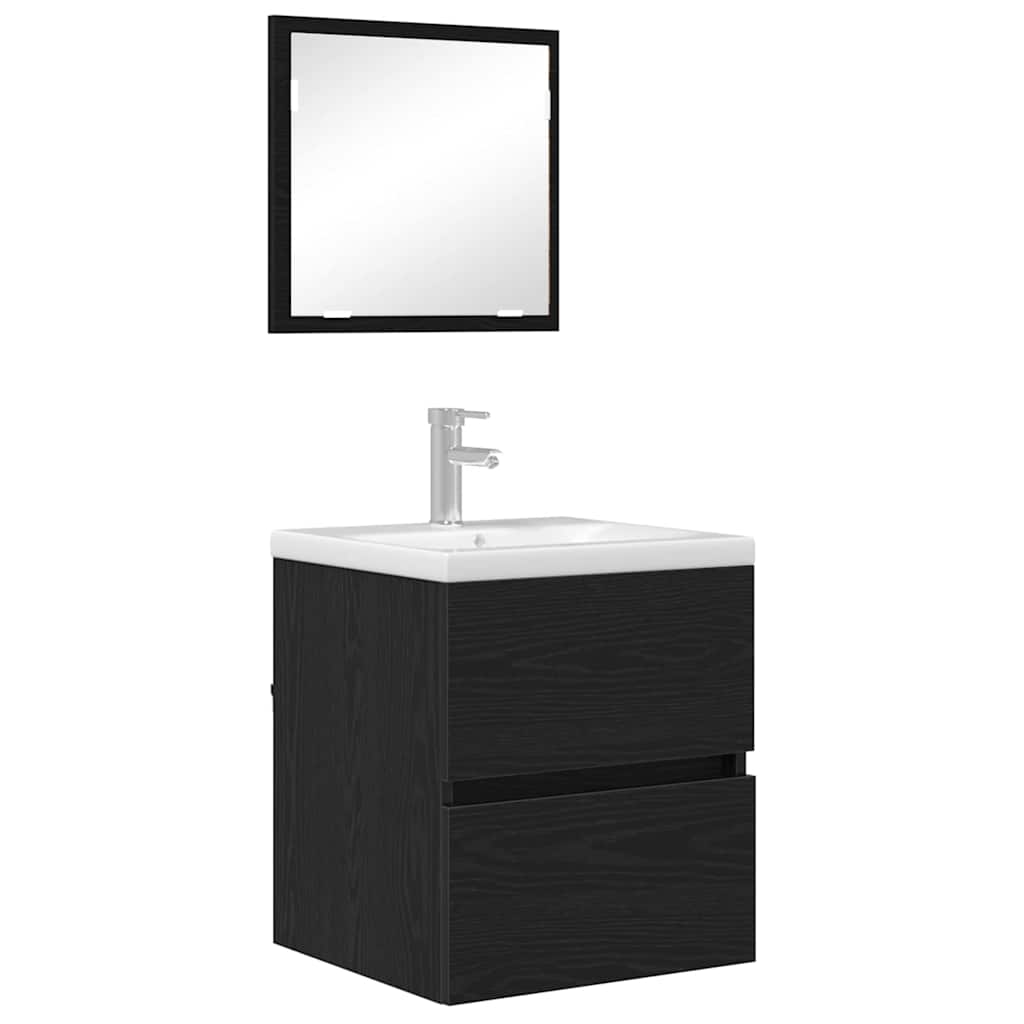 Badkamerkast Zwart Eiken 41 x 38,5 x 45 cm Bewerkt hout is nu te koop bij PeponiXL, paradijselijk wonen!