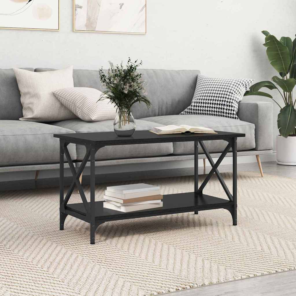 Salontafel Zwart eiken 80 x 45 x 45.5 cm Bewerkt hout is nu te koop bij PeponiXL, paradijselijk wonen!