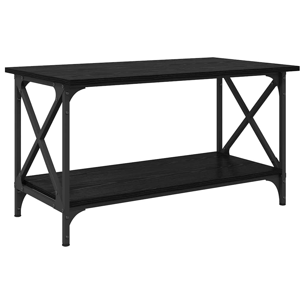 Salontafel Zwart eiken 80 x 45 x 45.5 cm Bewerkt hout is nu te koop bij PeponiXL, paradijselijk wonen!