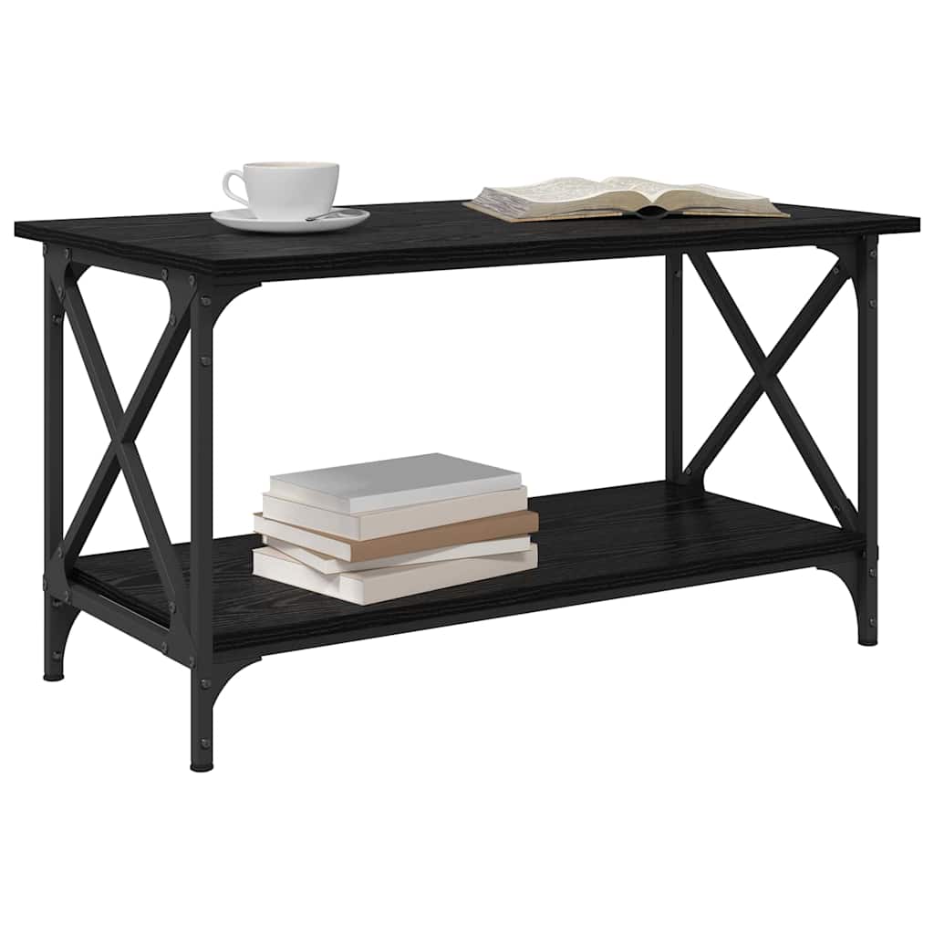 Salontafel Zwart eiken 80 x 45 x 45.5 cm Bewerkt hout is nu te koop bij PeponiXL, paradijselijk wonen!