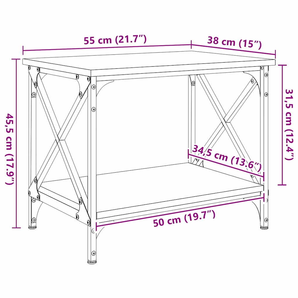 Bijzettafel Oudhout 55 x 38 x 45 cm Bewerkt hout is nu te koop bij PeponiXL, paradijselijk wonen!