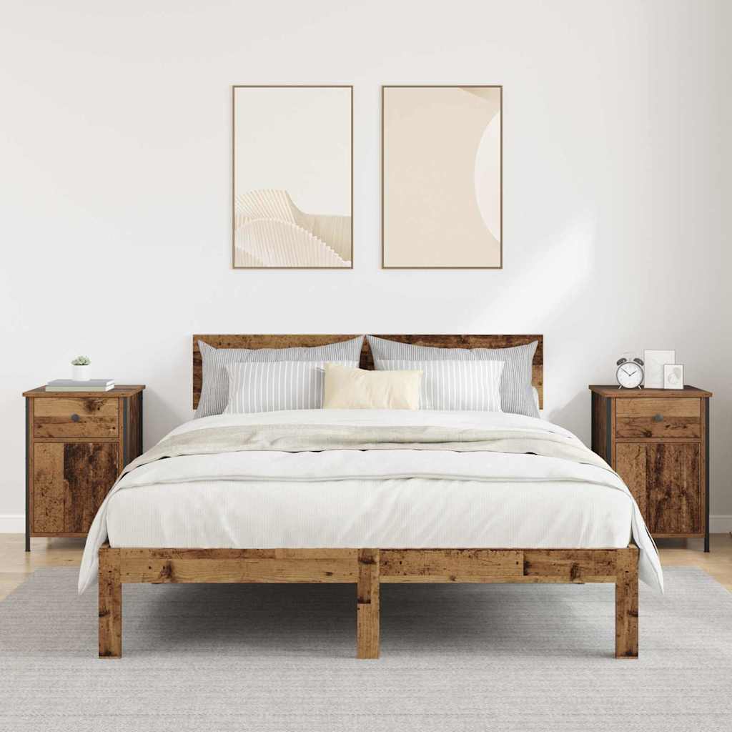 Nachtkastje met lade 2 pcs Oudhout 40 x 42 x 60 cm Bewerkt hout is nu te koop bij PeponiXL, paradijselijk wonen!