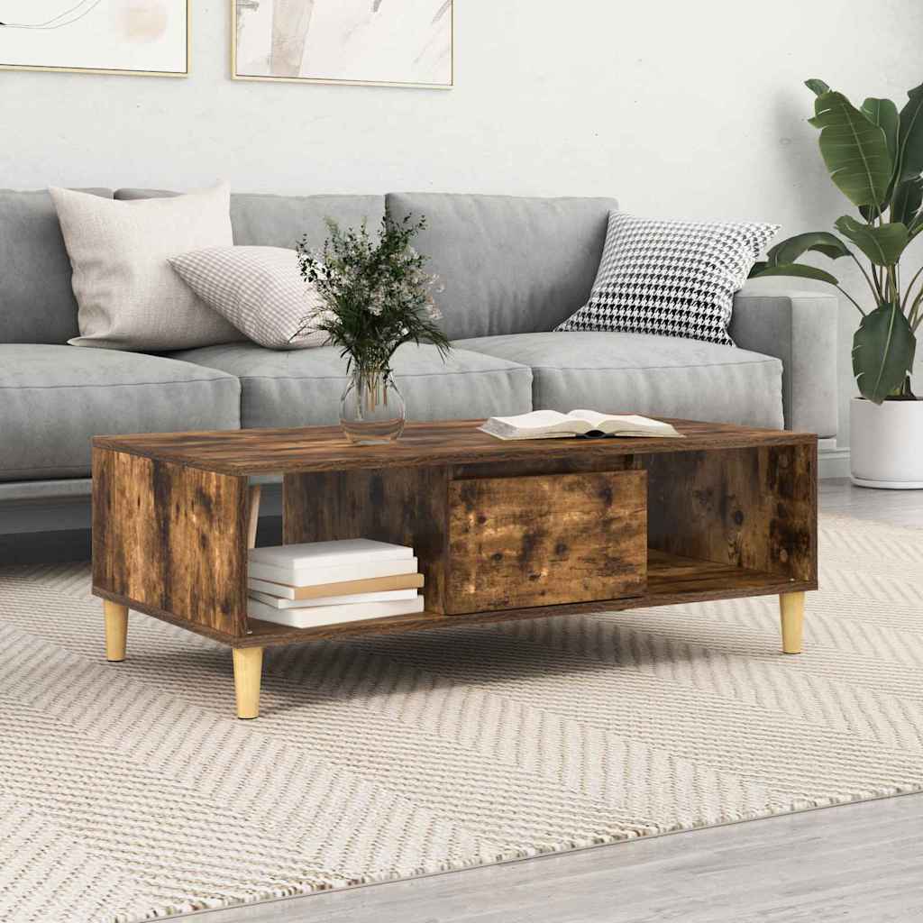 Salontafel Gerookt eiken 102 x 55 x 35 cm Bewerkt hout is nu te koop bij PeponiXL, paradijselijk wonen!