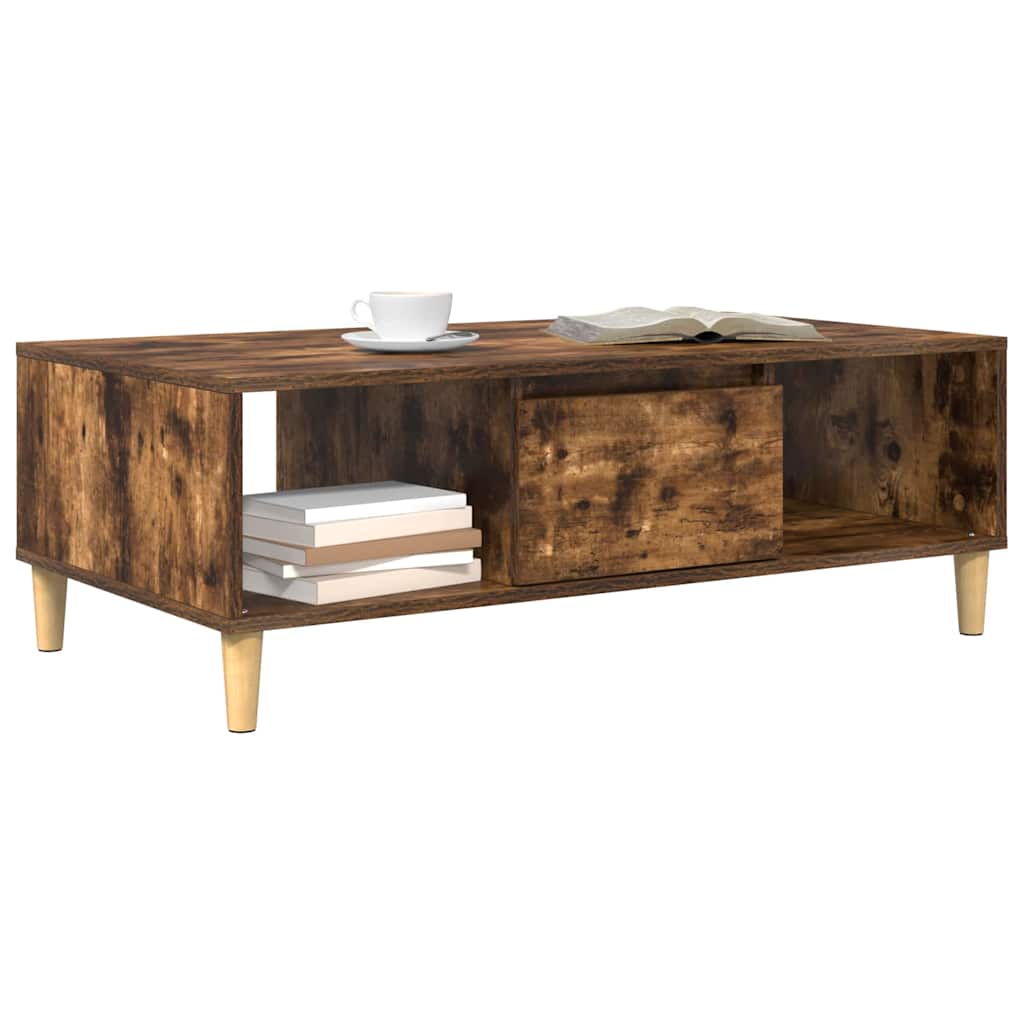 Salontafel Gerookt eiken 102 x 55 x 35 cm Bewerkt hout is nu te koop bij PeponiXL, paradijselijk wonen!