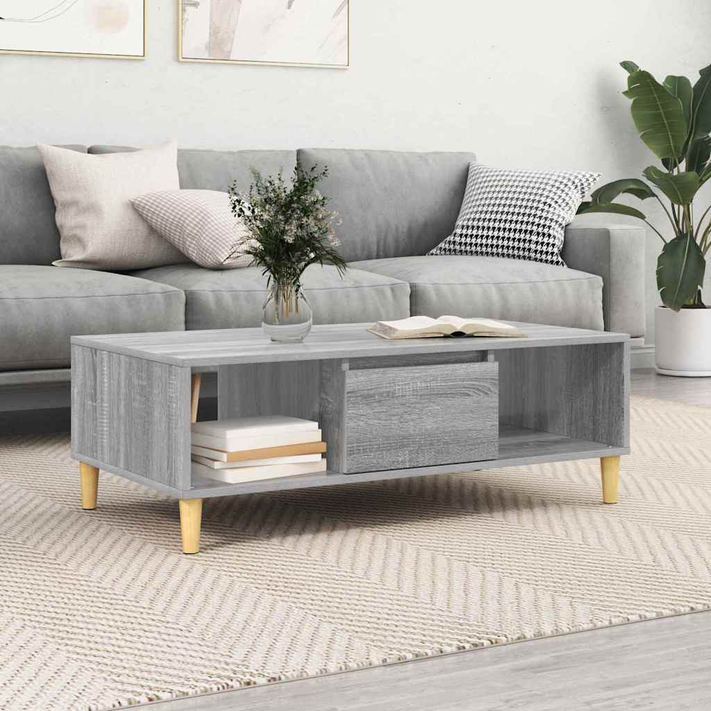 Salontafel Grijs Sonoma 102 x 55 x 35 cm Bewerkt hout is nu te koop bij PeponiXL, paradijselijk wonen!