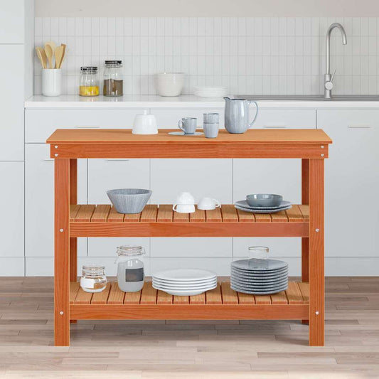 Werkbank Wasbruin 110,5 x 50 x 80 cm Massief grenenhout is nu te koop bij PeponiXL, paradijselijk wonen!