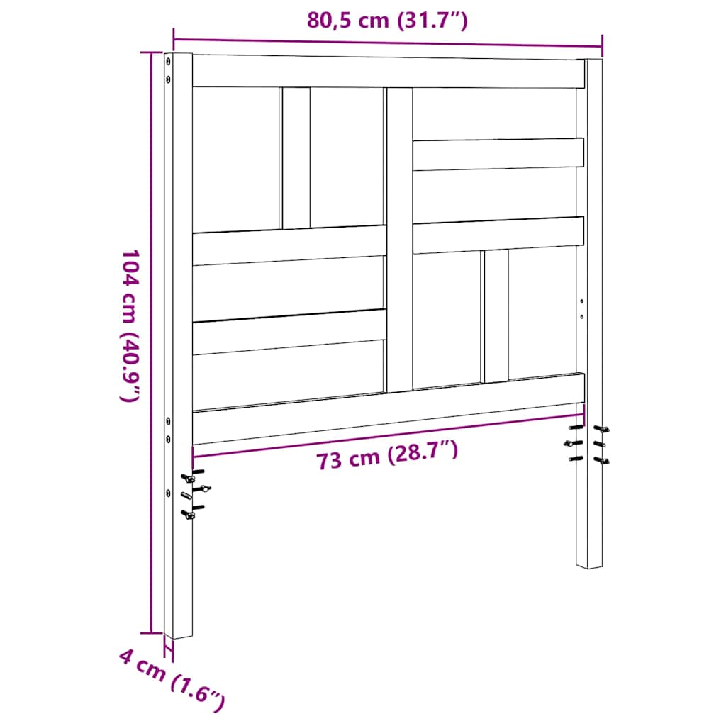 Bed Hoofdbord Wasbruin 80,5 x 4 x 104 cm Massief grenenhout is nu te koop bij PeponiXL, paradijselijk wonen!